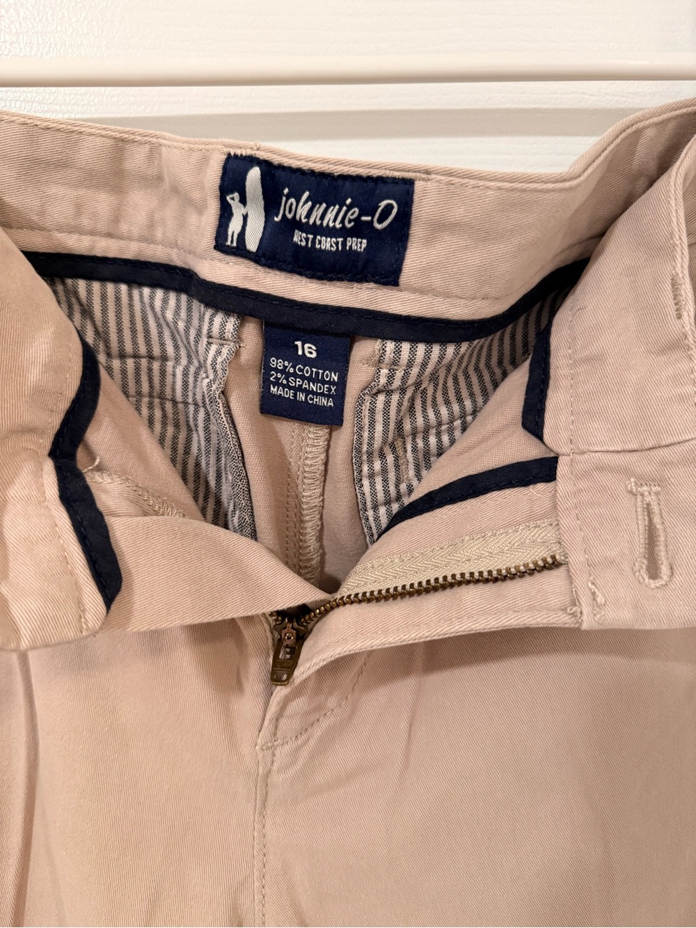 johnnie-O Beige Shorts with Navy Trim